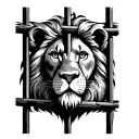 lion behind bars tattoo design idea