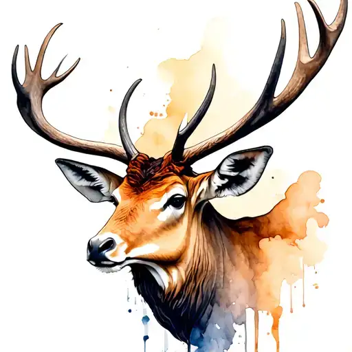 Irish elk head tattoo design idea