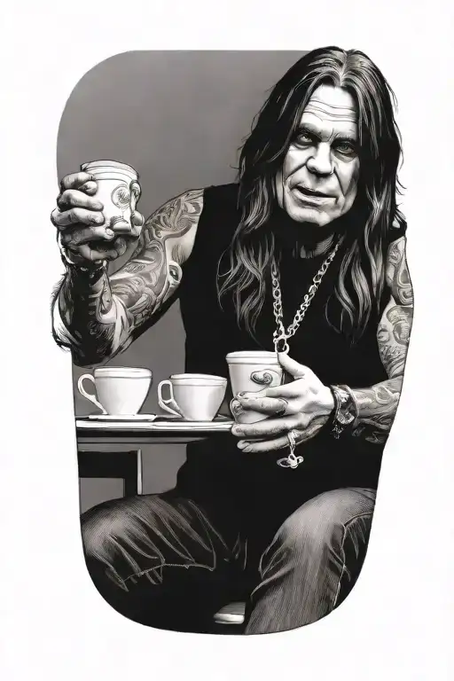 ozzy osbourne making cappucino tattoo design idea