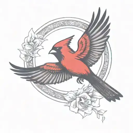 cardinal flying silhouette two wing tattoo design idea