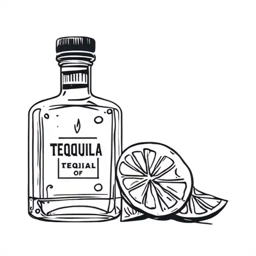 a bottle of tequila tattoo design idea