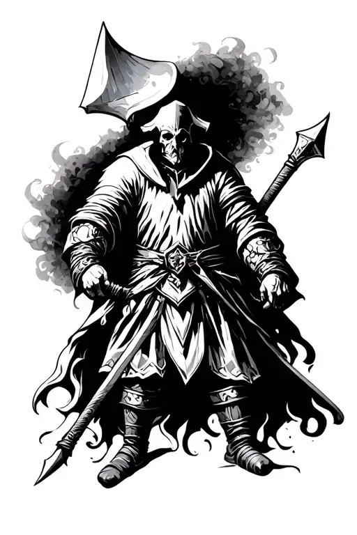 medival executioner tattoo design idea
