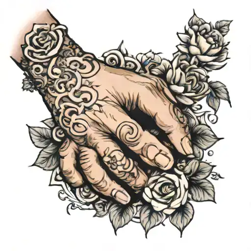 grandmother holding granddaughters hand  tattoo design idea