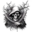 surrealist grim reaper tattoo design idea