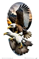 eagle landing and feathers tattoo design idea