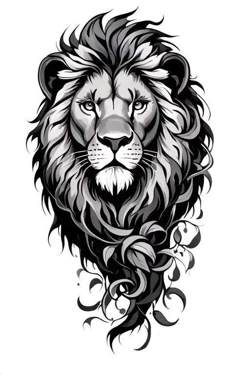 lion and vines wrapped tattoo design idea