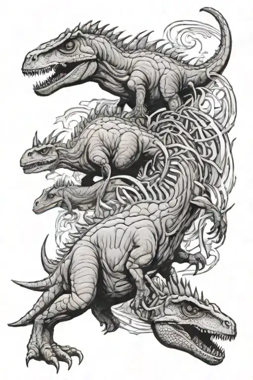 half sleeve tattoo dinosaurs tattoo design idea