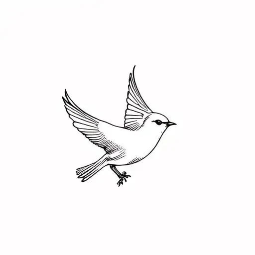 canary bird flying tattoo design idea