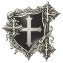 crusader and cross made tattoo design idea