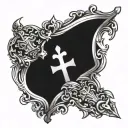 crusader and cross made tattoo design idea