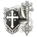 crusader and cross made tattoo design idea