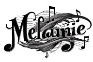 "Melanie" Musical notes intertwined with waves tattoo design idea