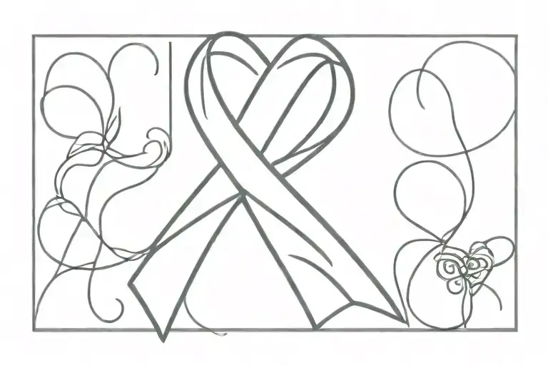cancer ribbon with mommy  in the middle  tattoo design idea