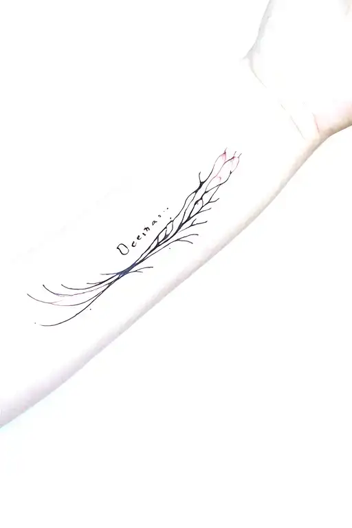 Tattoo on the arm, on the tattoo name Lera in the elements Water tattoo design idea