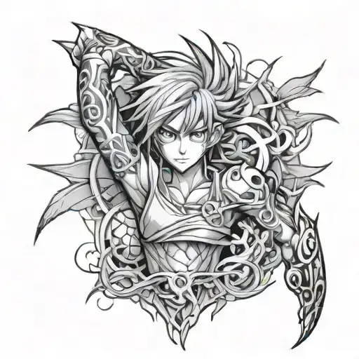 anime arm sleeve tattoo design idea