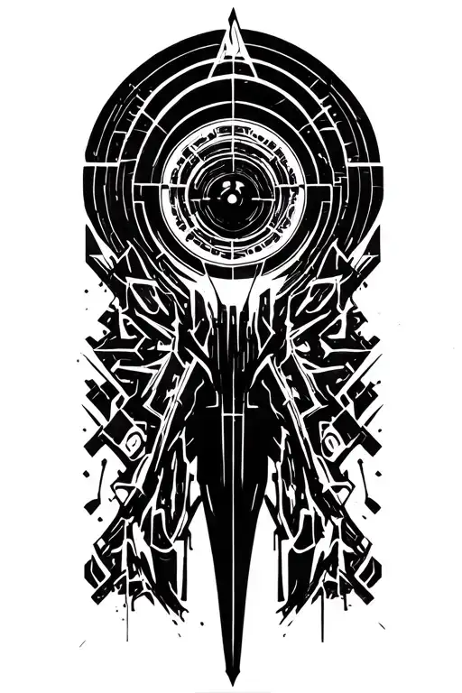make the background more geometric with the dead space a repeating pattern tattoo design idea