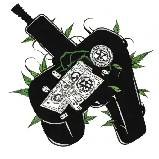 weed and cocaine and money and ferrari tattoo design idea