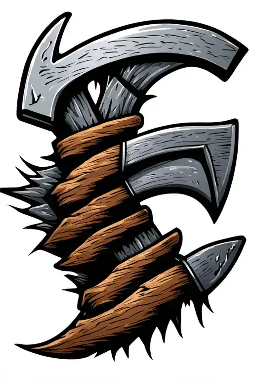 ice axes in mountain tattoo design idea