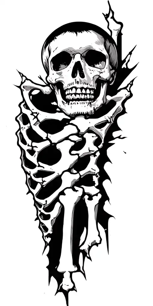 theme : broken bone, sport, break up, hard time tattoo design idea