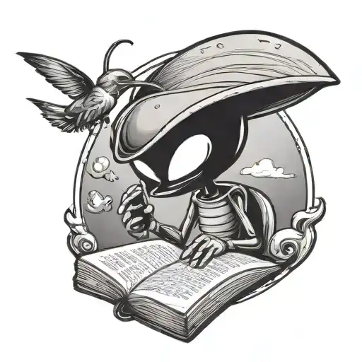 marvin the martian reading notes to a hummingbird tattoo design idea