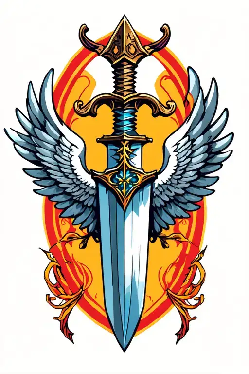 dagger with wings tattoo design idea