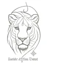 Cross with Lion eyes and scripture verses flowing tattoo design idea