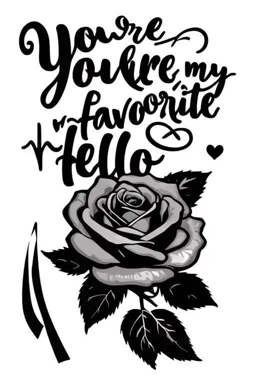 "You where my favorite hello " rose, heart beat, cancer ribbon tattoo design idea
