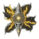 space tattoo - a sleeve from wrist to shoulder with the eye of Sauron, as in the game “Lord of the Rings”: The Battle fo tattoo design idea