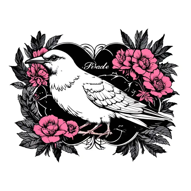 Hirondelle man tattoo, pink, notion paradise and hell tattoo design idea