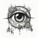 time clock with eye inside tattoo design idea