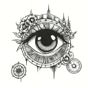 time clock with eye inside tattoo design idea