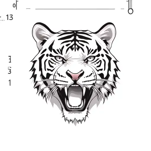 realistic tiger with angry face and a scale measuring the heart and  brain weight tattoo design idea