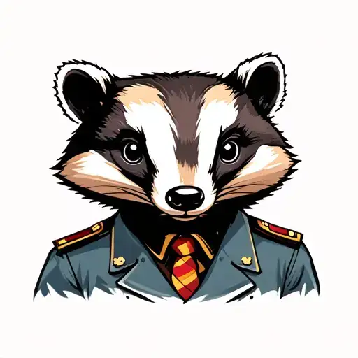 old school tattoo badger An anthropomorphic badger in a uniform tattoo design idea