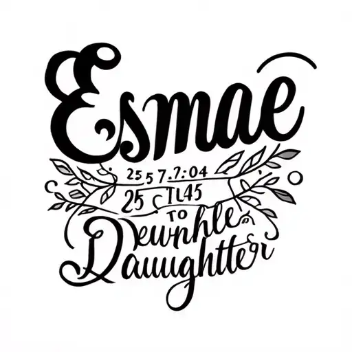 "Esmae 25-07-2024" "Esmae 25-07-2024" "Esmae 25-07-2024" "(Esmae 25-07-2024)" clean forearm tattoo design for a father dedicated to his daughter tattoo design idea