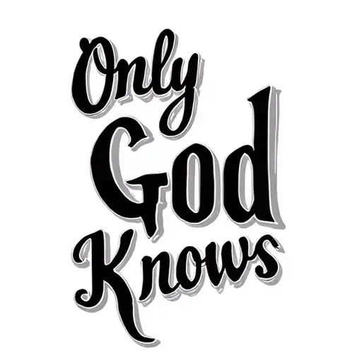 the words "Only God Knows" written in a creative style cursive writing in 1 line tattoo design idea