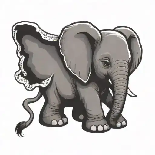 cute baby elephant with trunk up tattoo design idea