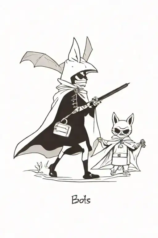 bats with guns wearing ponchos tattoo design idea