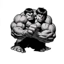 Knuckles and Hulk punching tattoo design idea