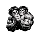 Knuckles and Hulk punching tattoo design idea