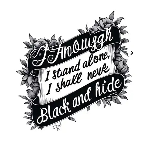 Writing saying "Although i stand alone, i shall never hide tattoo design idea