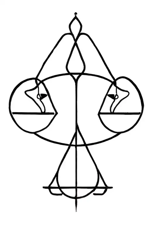a libra zodiac sign combined with two taurus zodiacs in a fine line style tattoo design idea