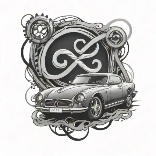 friendship tattoo infinity sign and cars drifting tattoo design idea