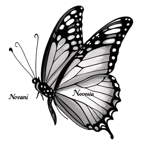 feminine butterfly with names novani and novasia incorporated  tattoo design idea