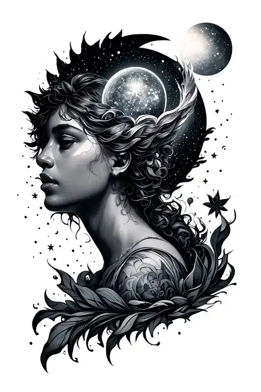 celestial gap filler background tattoo design idea