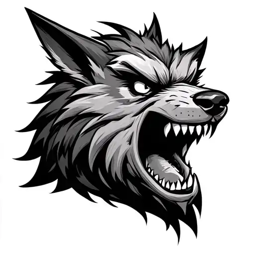 angry wilf head  tattoo design idea