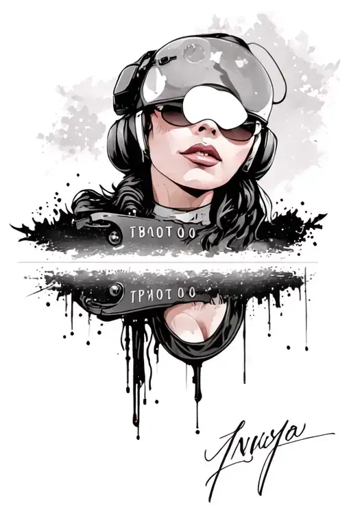 aviator girl looking tattoo design idea
