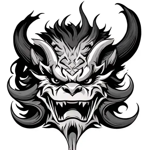 oni demon mask tattoo design idea