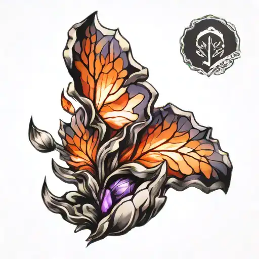 amethyst crystal red tattoo design idea