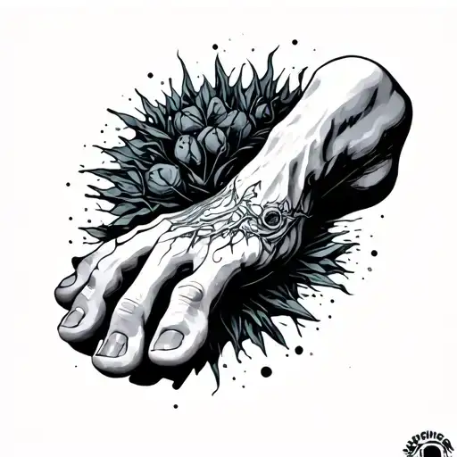 organic cybersigilism on top of the foot tattoo design idea