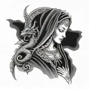 Our Lady Fátima with dragon from FCP tattoo design idea